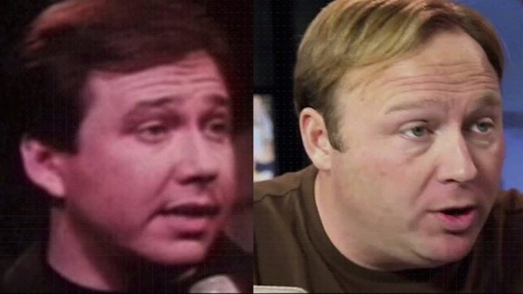 Bill Hicks on left and Alex Jones on right, looking nearly identical